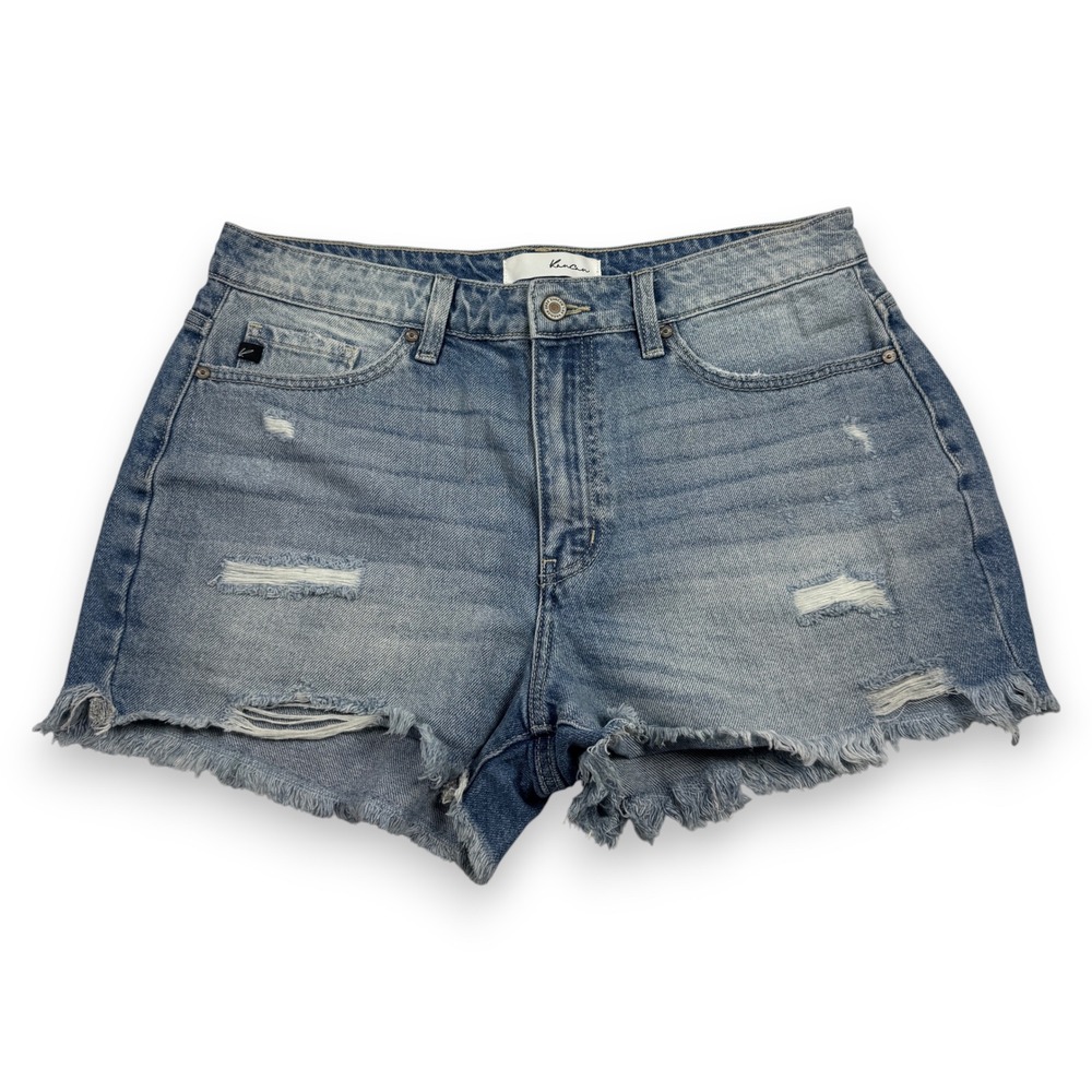 KanCan Denim Shorts Distressed Frayed Hem KC9206M-N Women Blue XL